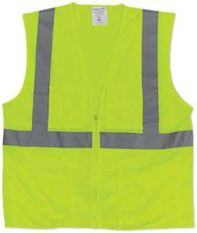 Alt view image 2 of 2 - PIP Four Pocket Zipper Safety Vest Mesh 3X-Large Lime Yellow 302MVGZ4PLY3X