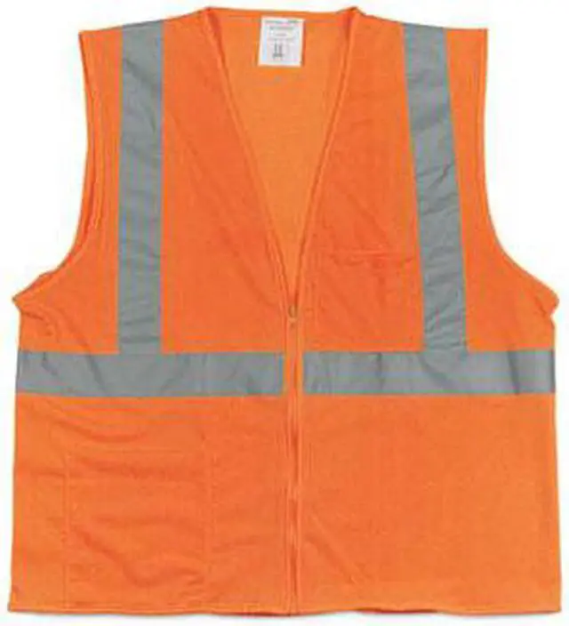 Alt view image 2 of 2 - PIP 2 Two-Pocket Zipper Mesh Safety Vest Large Orange 3020702ZORL