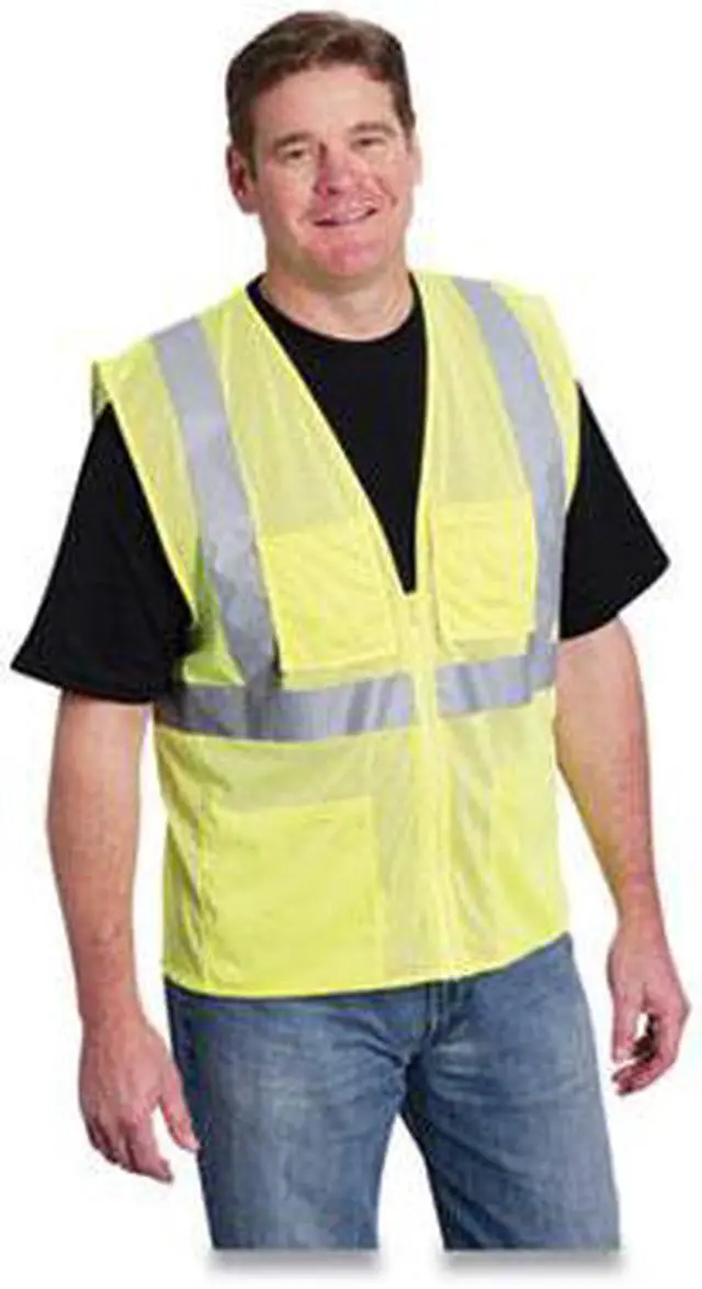 Alt view image 2 of 2 - Pip Zipper Safety Vest, Hi-Viz Lime Yellow, Large, Each (PID176850)