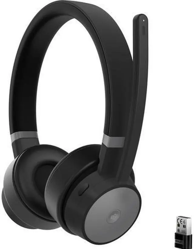 Alt view image 2 of 20 - Lenovo Go Wireless ANC Headset - Stereo - USB Type C - Wired/Wireless - Bluetooth - 98.4 ft - 32 Ohm - 20 Hz - 20 kHz - On-ear - Binaural - Ear-cup - 4.27 ft Cable - Noise Cancelling Microphone - Nois