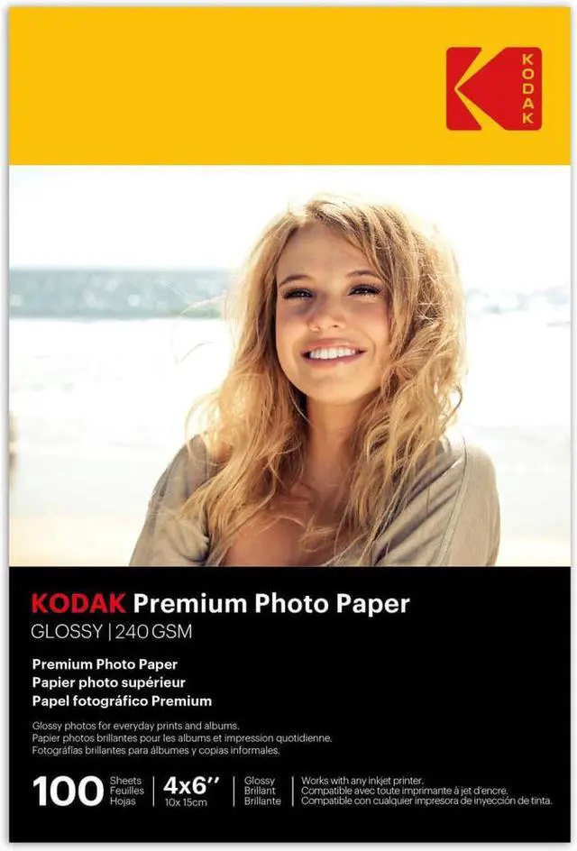 Alt view image 5 of 6 - Kodak Photo Paper, Glossy, Inkjet, 4"x6" , 100/PK, White (KOD41175)