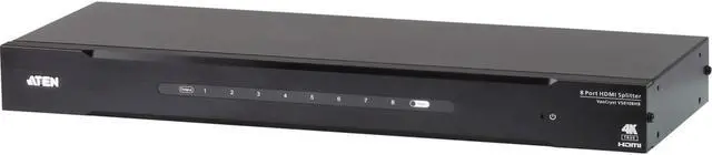 Alt view image 8 of 11 - ATEN 8-Port True 4K HDMI Splitter-TAA Compliant - 4096 x 2160 - 19.69 ft Maximum Operating Distance - 1 x HDMI In - 8 x HDMI Out - Serial Port - Metal