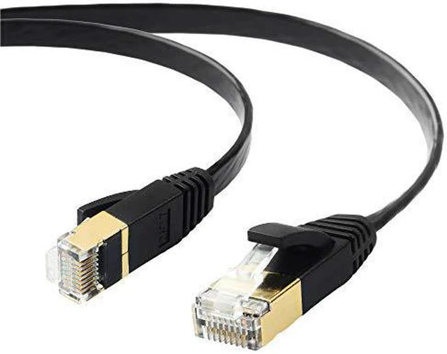Alt view image 2 of 2 - edimax pro-grade cat7 shielded flat ethernet cable u/ftp design ea3 series - 10gbps 600mhz throughput, true 100% oxygen-free copper with shielded twister pairs, rj45, 3.28ft / 1m, black (2-pack)