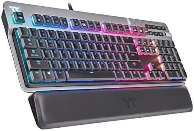 Alt view image 6 of 10 - thermaltake argent k6 rgb low profile mechanical gaming keyboard cherry mx red, alumiunm top plate, multi-fucntion knob, wrist rest, gkb-kb6-lrsrus-01