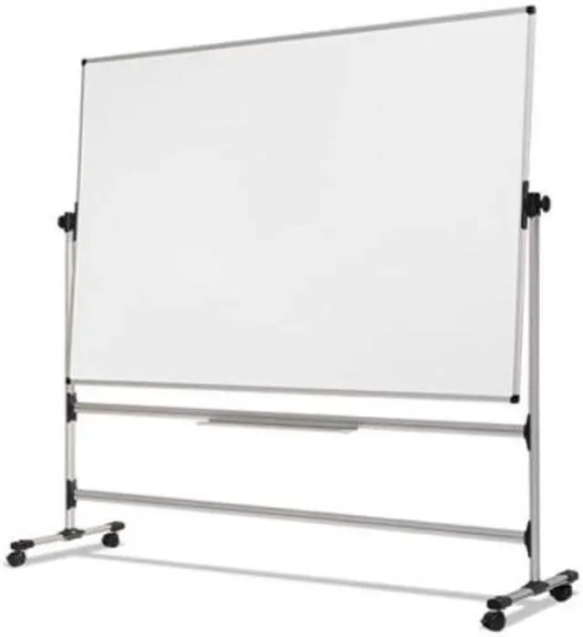 Alt view image 2 of 3 - Bi-silque - RQR0521 - Earth Silver Easy Clean Revolver Dry Erase Board, 48x70, White, Steel Frame