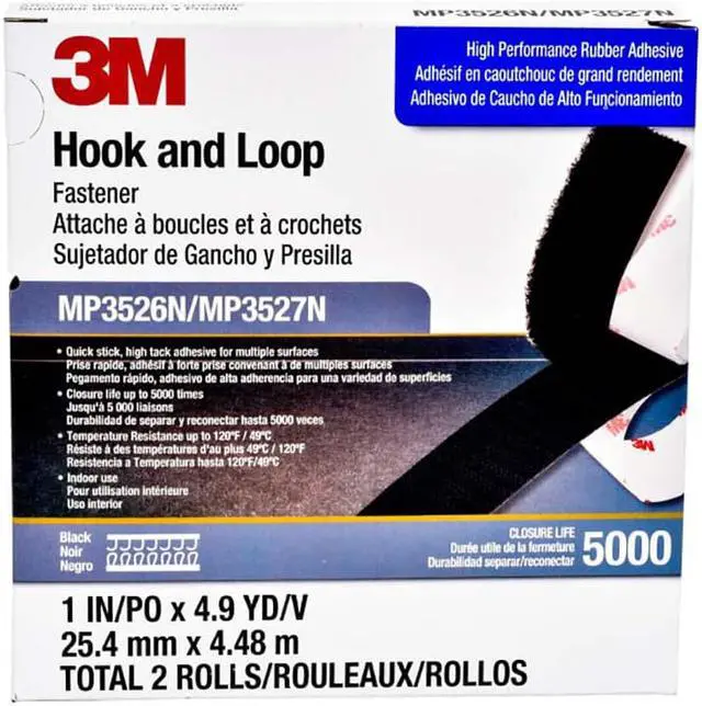 Alt view image 5 of 7 - SCOTCHMATE MP3526N/MP3527N 1" W x 15' L Hook-and-Loop Black Reclosable Adhesive