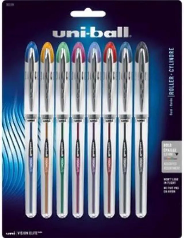 Alt view image 4 of 4 - Uni-ball Vision Elite Stick Roller Ball Pen Bold Assorted Ink 8/Pk 90199PP