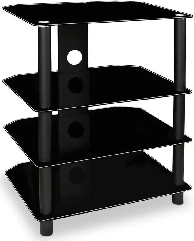 Alt view image 4 of 9 - Mount-It! AV Component Media Stand, Glass Shelves, Audio Video Components, Storage for Xbox, Playstation, Speakers, Cable Boxes, 88 Lb Load Capacity, Black Silk (Mi-867)