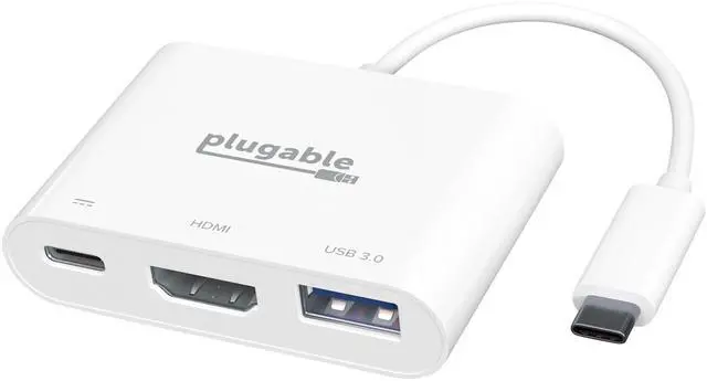 Alt view image 15 of 17 - Plugable USB C to HDMI Multiport Adapter, 3-in-1 USB C Hub with 4K HDMI Output, USB 3.0 and USB-C Charging Port, Compatible with MacBook, Chromebook, Dell XPS, Thunderbolt 3 and More