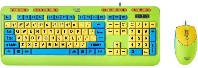 Alt view image 3 of 14 - ADESSO Antimicrobial Wired Kids Keyboard and Mouse Combo AKB-132DB USB 1.10 lbs. Antimicrobial Wired Kids Keyboard and Mouse Combo
