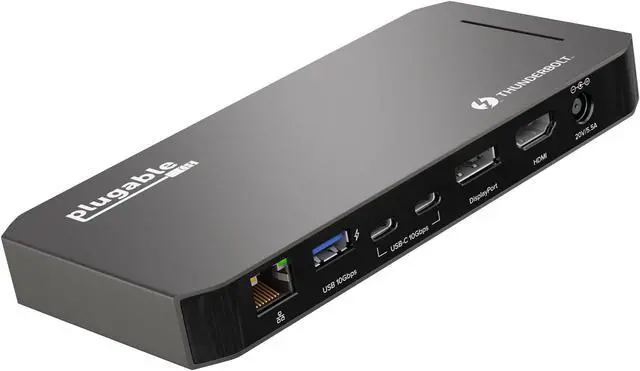 Alt view image 10 of 20 - Plugable Thunderbolt 3 and USB C Docking Station with 96W Charging - Compatible with Mac and Windows Laptops, DisplayPort and HDMI, 2X USB-C, 3X USB 3.0, Gigabit Ethernet, Audio Jack - Horizontal