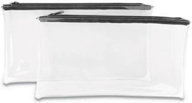 Alt view image 2 of 7 - Universal UNV69026 Zippered Wallets/Cases, 11w x 6h, Clear/Black, 2/PK