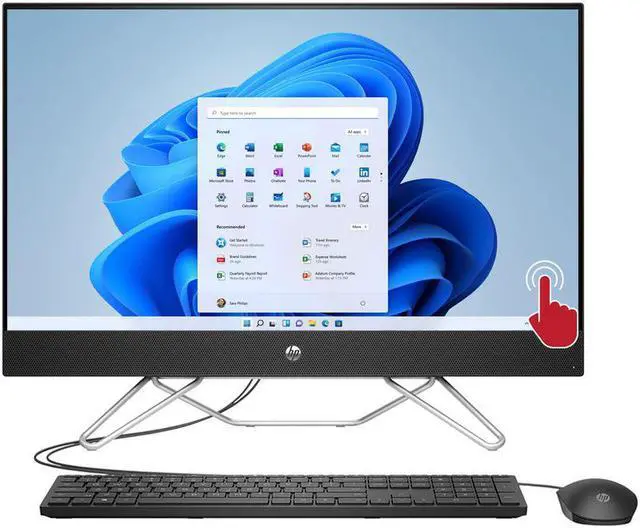 Alt view image 11 of 15 - HP 27 All-in-One Desktop, AMD Ryzen 5 5500U, 16 GB RAM, 512 GB SSD, Full HD IPS Touchscreen, Windows 11 Home, 4 USB Ports, Privacy Camera, Dual Mics, Wireless Keyboard and Mouse (27-cb0060, 2021)
