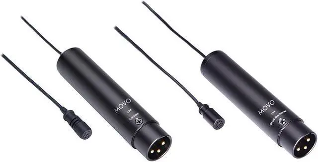 Alt view image 7 of 7 - Movo LV4 Dual XLR Lavalier Interview Kit with Omnidirectional and Cardioid Microphones, Lapel Clips and Windscreens