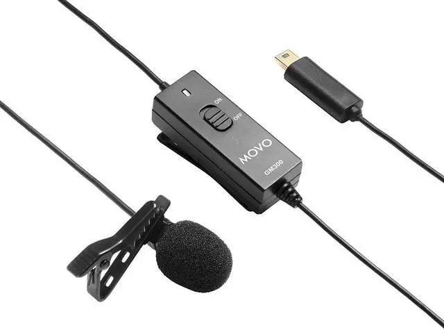 Alt view image 7 of 7 - Movo GM300 Battery Powered Lavalier Lapel Clip-on Omnidirectional Condenser Microphone for GoPro HERO3, HERO3+ and HERO4 Black, White and Silver Editions (9-foot cord)
