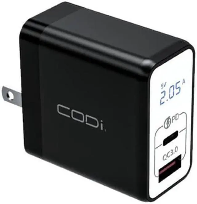 Alt view image 2 of 2 - CODi Dual Port 30W Wall Charger/AC Adapter USB-C USB-A Outputs A01104