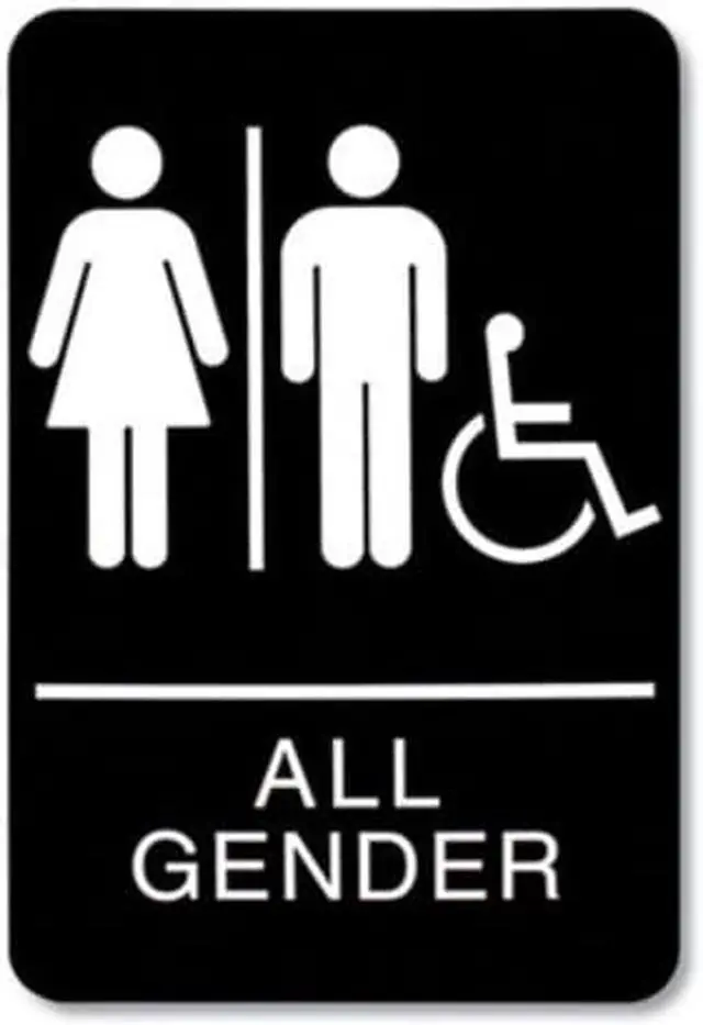 Alt view image 2 of 2 - Headline Sign All Gender/Wheelchair Accessible 6x9 Tactile Symbol Plastic 9486