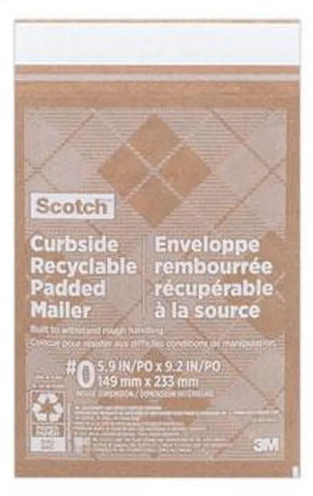 Alt view image 2 of 2 - 3M Scotch Curbside Recyclable Padded Mailer #0 Natural Kraft 100 7100258035