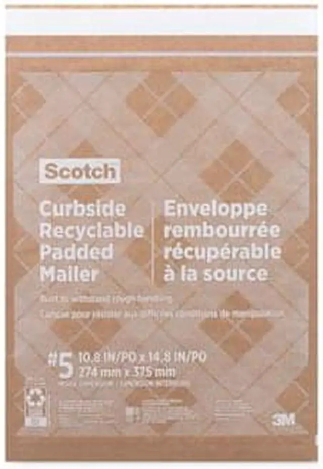 Alt view image 2 of 2 - 3M Scotch Curbside Padded Mailer #5 Self-Adhesive 12 x 17.25 Kraft 100/Carton
