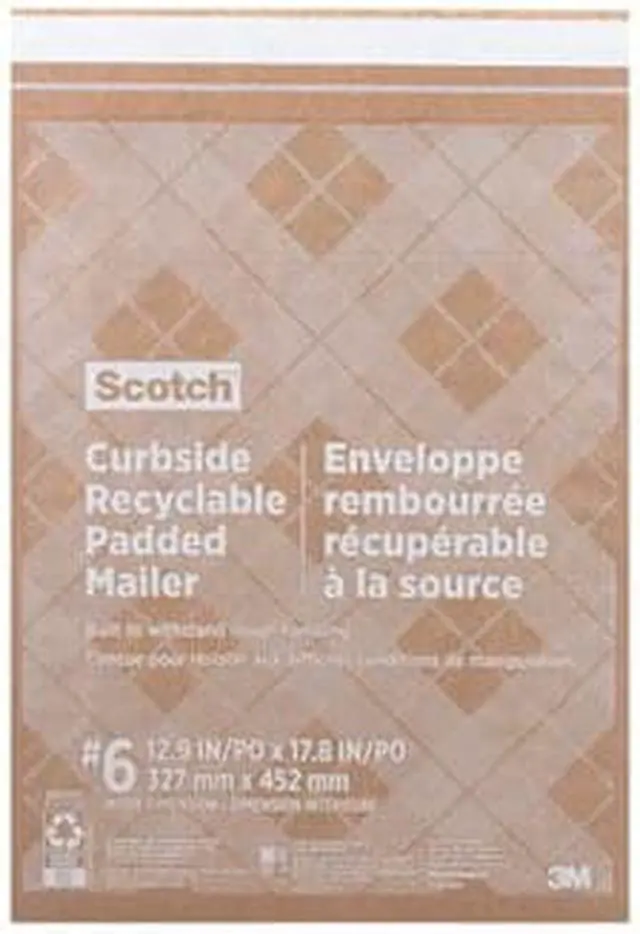 Alt view image 2 of 2 - 3M Scotch Curbside Padded Mailer #6 Self-Adhesive 13.75 x 20 Kraft 50/Carton
