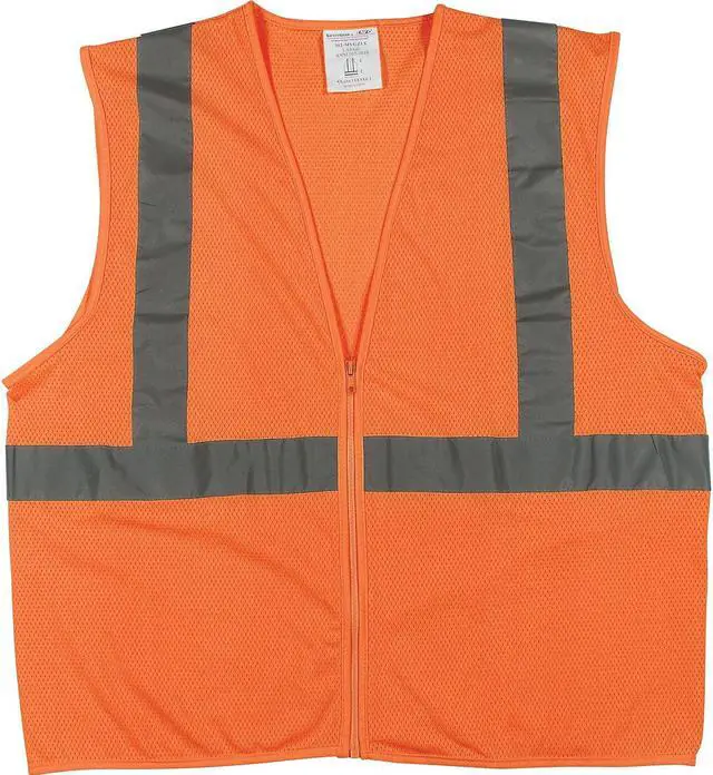 Alt view image 2 of 2 - Zipper Safety Vest Large Hi-Viz Orange 302MVGZORL