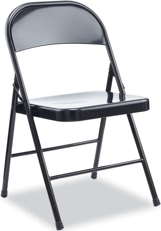 Alt view image 2 of 4 - Armless Steel Folding Chair Supports Up to 275 lb Black Seat Black Back Black Base 4/Carton ALECA941