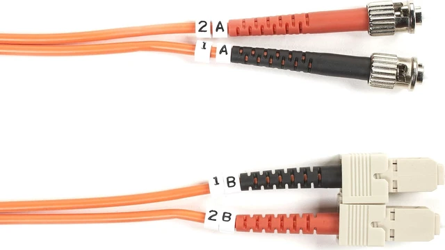 Alt view image 3 of 5 - OM2 50/125 MULTIMODE FIBER OPTIC PATCH CABLE - OFNR PVC, ST TO SC, ORANGE, 3-M (
