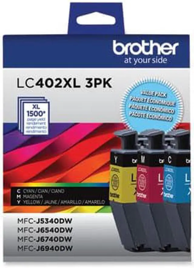 Alt view image 3 of 9 - Brother Original High Yield Ink Cartridge Cyan Magenta Yellow 3 Pack LC402XL3PKS