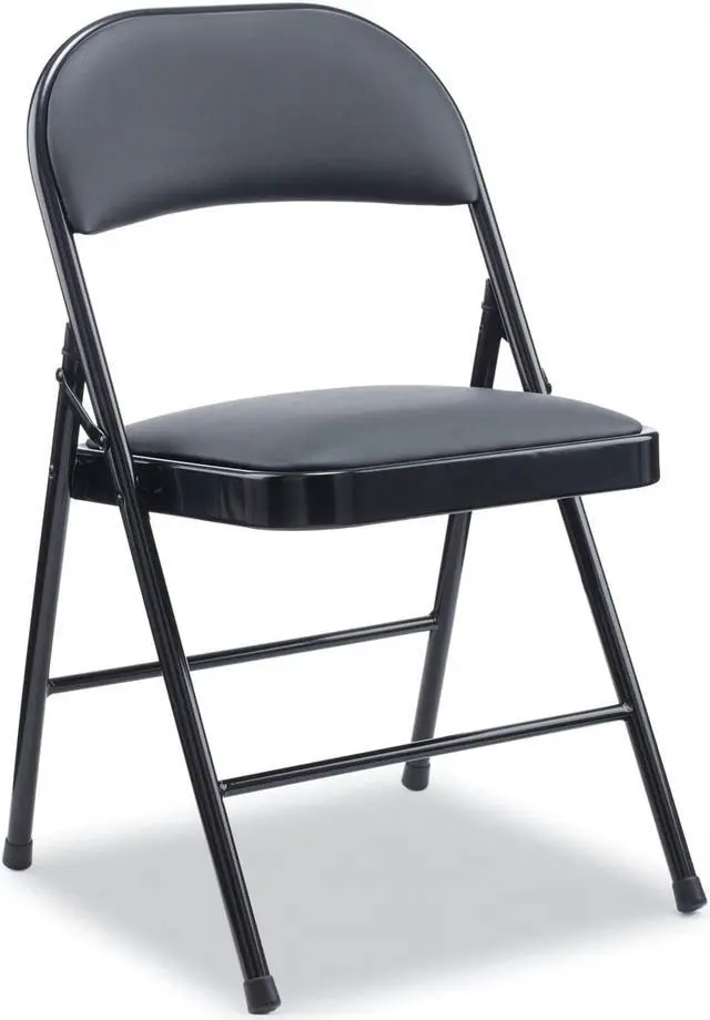 Alt view image 5 of 8 - Alera PU Padded Folding Chair Supports Up to 250 lb Black Seat Black Back Black Base 4/Carton ALECA9416