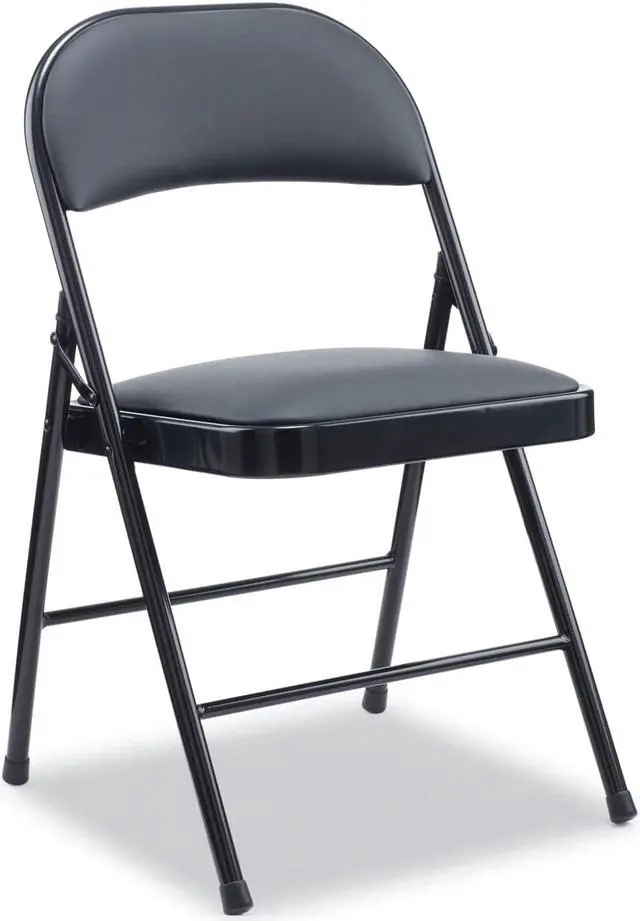 Alt view image 8 of 8 - Alera PU Padded Folding Chair Supports Up to 250 lb Black Seat Black Back Black Base 4/Carton ALECA9416