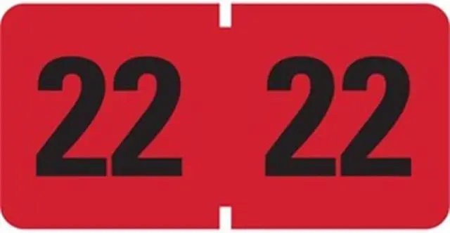 Alt view image 2 of 6 - Smead Yearly End Tab File Folder Labels 22, 0.75 x 1.5 Red 500 Labels/Roll 68322