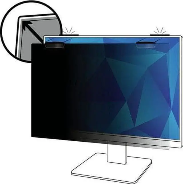 Alt view image 2 of 14 - 3M Privacy Screen Filter Black - For 23" Widescreen LCD Monitor - 16:9 - Scratch Resistant, Fingerprint Resistant - Anti-glare
