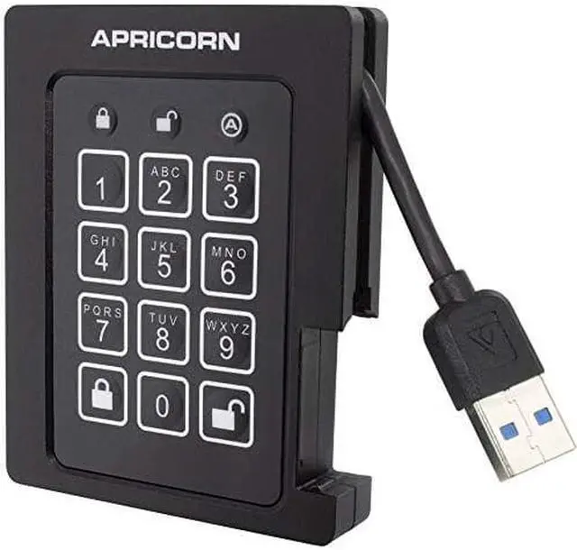 Alt view image 7 of 20 - 4TB Apricorn Aegis Padlock USB3.0 External Solid State Drive - Black