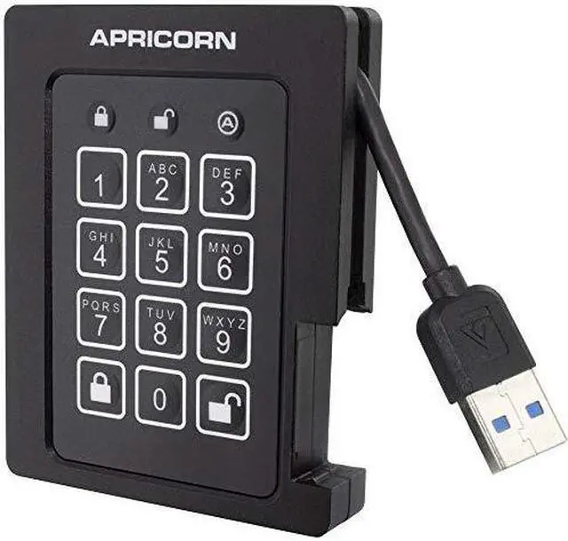 Alt view image 16 of 20 - 4TB Apricorn Aegis Padlock USB3.0 External Solid State Drive - Black