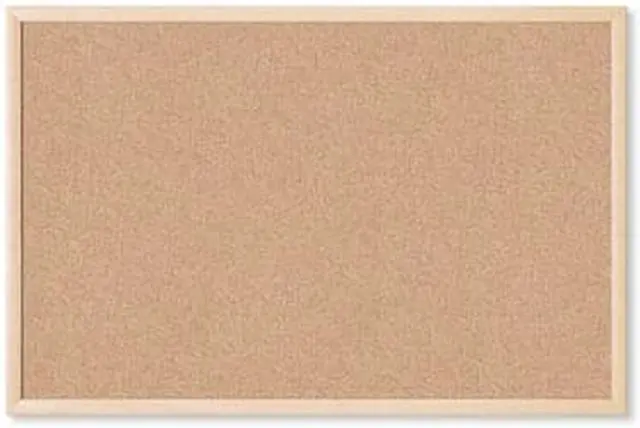 Alt view image 2 of 4 - Cork Bulletin Board 35 x 23 Tan Surface Birch Wood Frame 266U0001