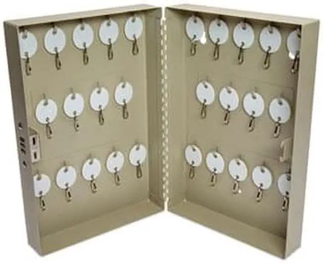Alt view image 2 of 2 - Combination Lockable Key Cabinet 28-Key Metal Sand 7.75 x 3.25 x 11.5 500124