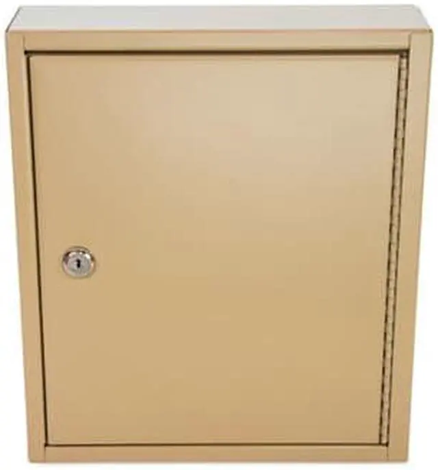 Alt view image 2 of 2 - Key Lockable Key Cabinet 60-Key Metal Sand 10.63 x 3 x 12.13 500131