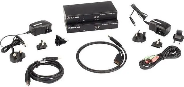 Alt view image 2 of 2 - black box kvm extender kit over fiber - 4k30, single-head, displayport, usb 2.0 hub, seria