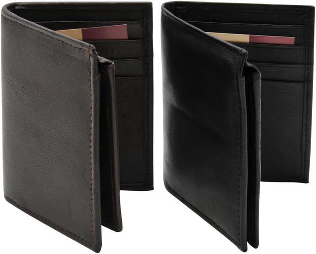 Genuine Leather Wallets for Women RFID Blocking Slim Bofild Purse Card Holder with Zipper Pocket | Cluci, Black with Brown