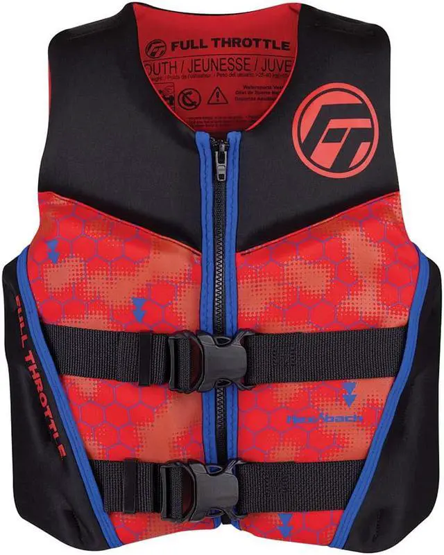 Alt view image 2 of 4 - Full Throttle 142500-100-002-22 Youth Rapid-Dry Flex-Back Life Jacket - Red