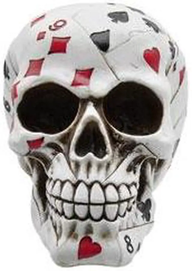 Alt view image 4 of 8 - Resin Sugar Skull White Deck of Cards Design P714622 - Card Player Halloween Decoration Gothic DOD Skeleton Head Dia de los Muertos - Card Suits