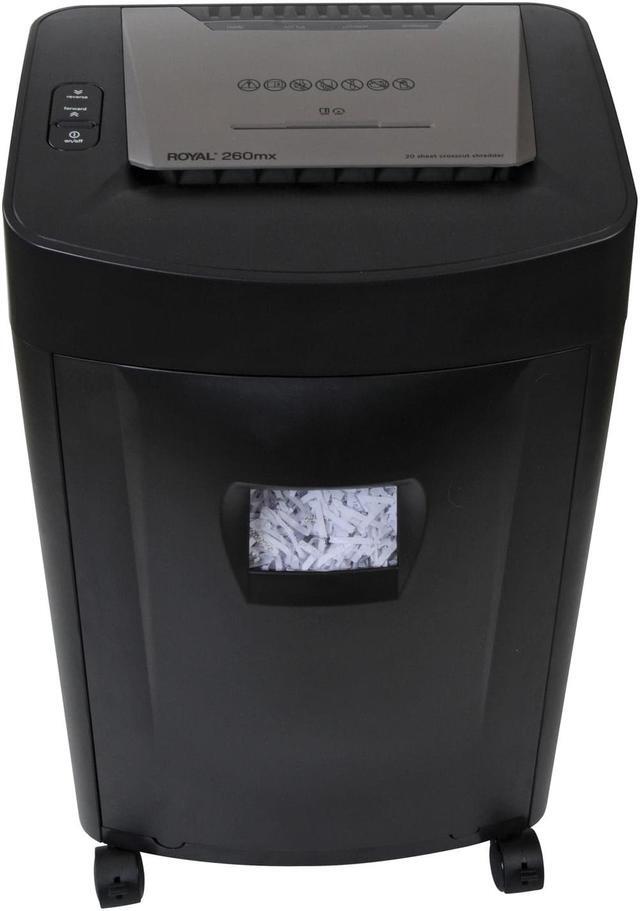 Alt view image 3 of 3 - Royal 260MX Paper Shredder - Non-continuous Shredder - Cross Cut - 20 Per Pass - for shredding Paper, CD, DVD, Credit Card, Staples - 8.75" Throat - 1 Hour Run Time - 40 Minute Cool Down Time - 8