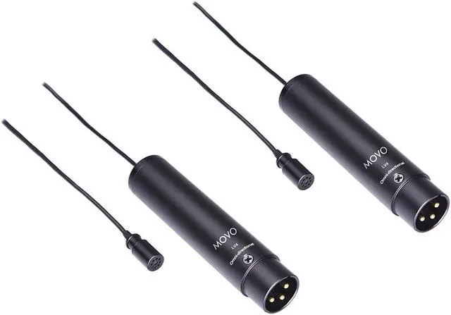 Alt view image 5 of 5 - Movo LV4-O2 XLR Phantom Power Lavalier Omnidirctional Microphone, with Lapel Clips and Windscreens (2 Pack)
