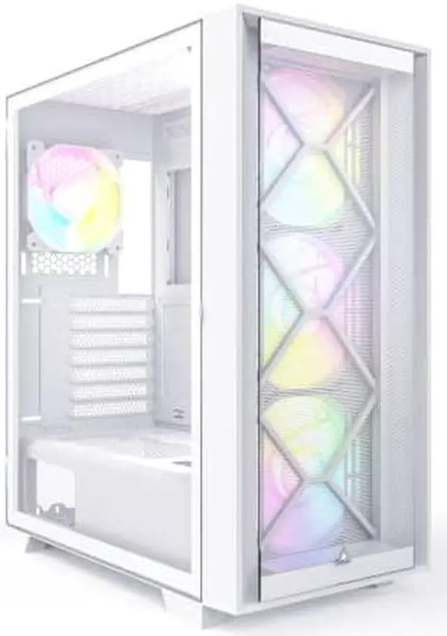 Alt view image 8 of 8 - Montech AIR 1000 Premium White ATX Mid Tower Case /3 x 140mm,1 x 120mm ARGB Fans Pre-installed/Swivel Glass Side Panel /Mesh and Tempered Glass front panel