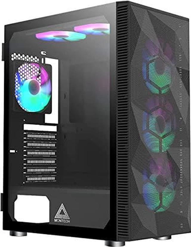 Alt view image 7 of 8 - Montech X3 Mesh , 3 x 140mm& 3 x 120mm Fixed RGB Lighting Fans (Pre-Installed) ATX Mid-Tower PC Gaming Case, USB3.0, Door Open Tempered Glass Side Panel, High Airflow, Black