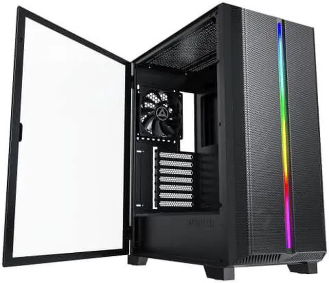 Alt view image 7 of 14 - MONTECH SKY ONE LITE ATX Gaming Computer Case with 3 High Airflow Fans, Mesh Front Panel Tempered Glass, ATX Micro-ATX PC Case Mid Tower with ARGB Lighting Strip, TYPE-C & Dual USB 3.0 Ports