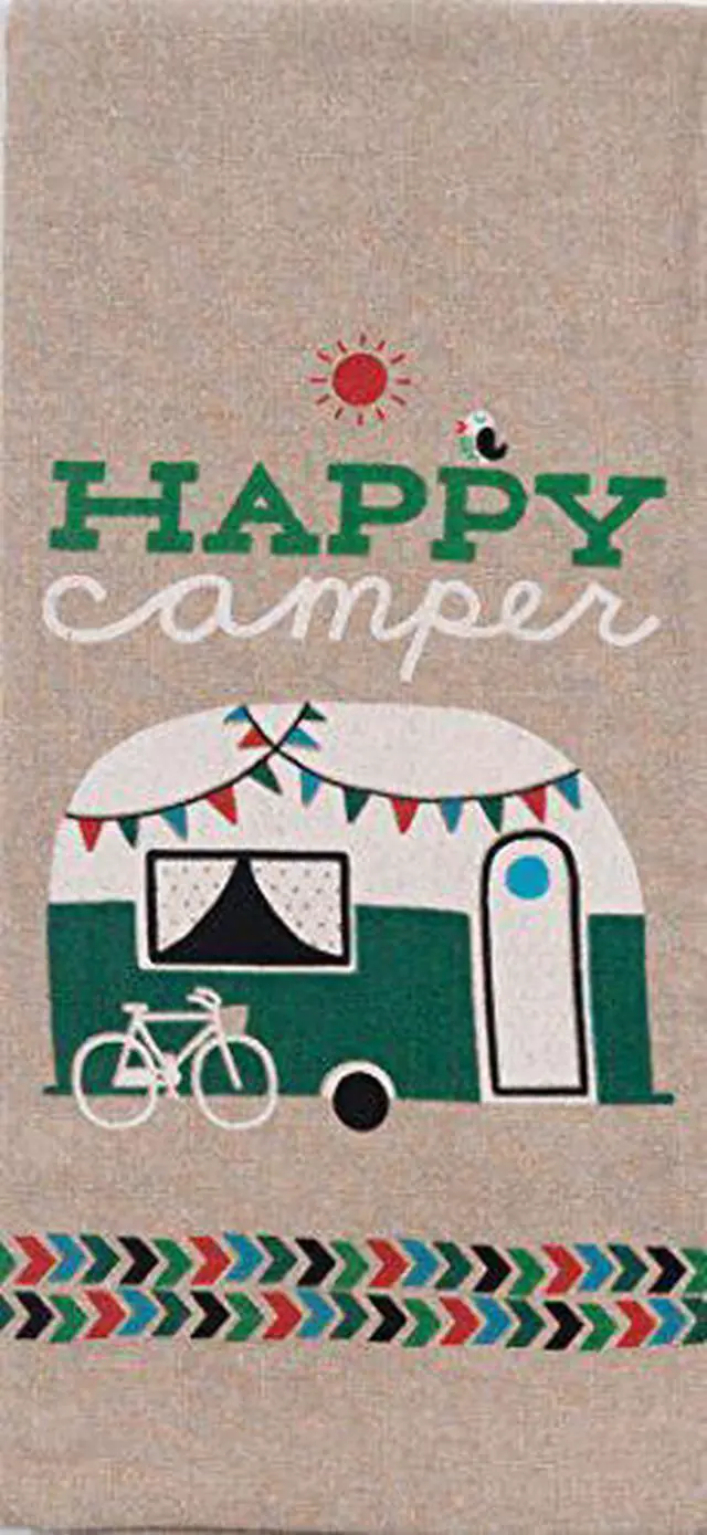 Alt view image 5 of 8 - Happy Camper RV Weekend Getaway Chambray 28 Inch Kitchen Dish Tea Towel