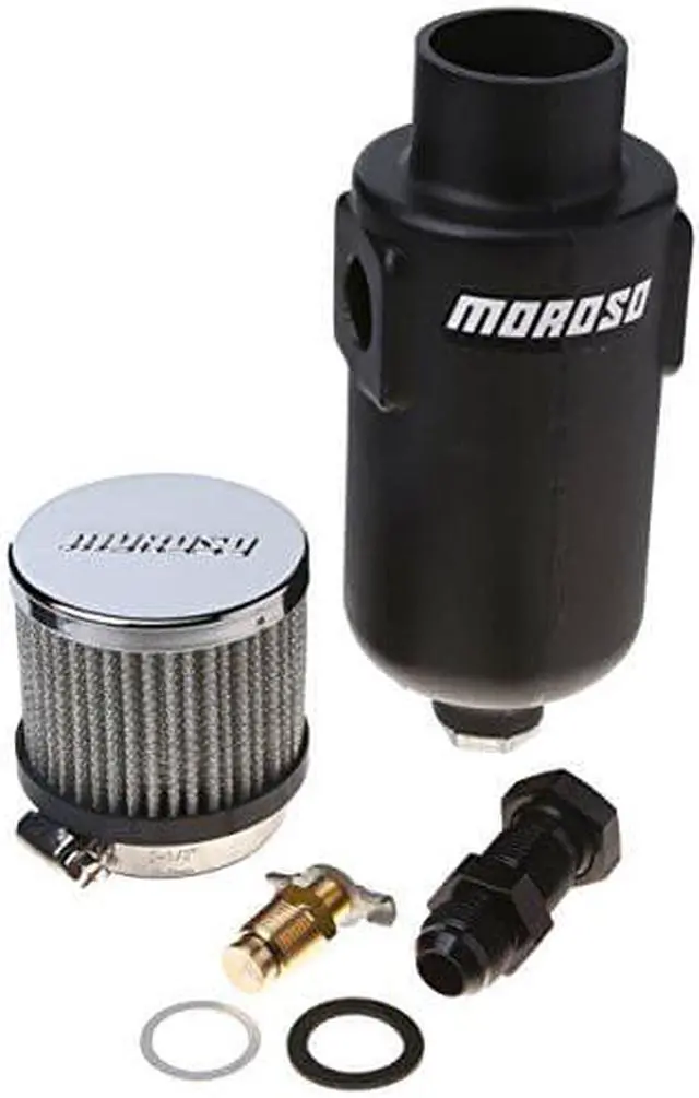 Alt view image 3 of 5 - Moroso 85402 10AN Fitting Breather Tank - 1 Quart Capacity