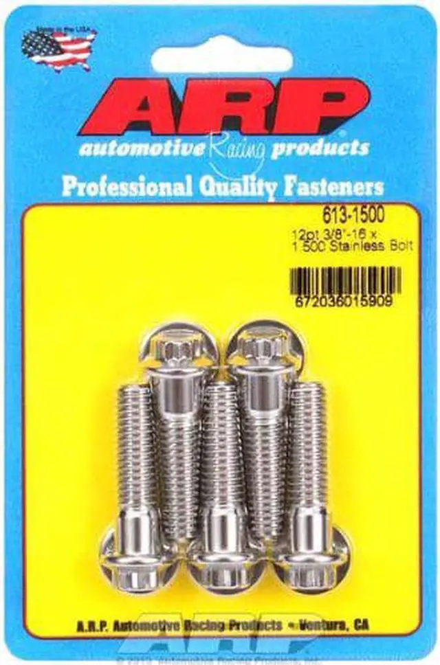 Alt view image 6 of 8 - ARP Universal Bolt 3/8-16 in Thread 1.500 in Long Stainless 5 pc P/N 613-1500