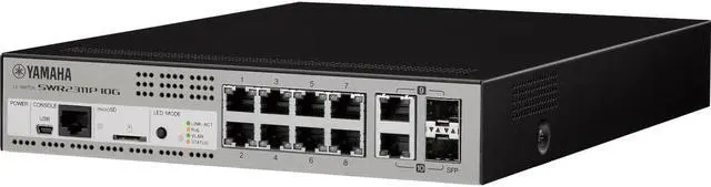 Alt view image 4 of 7 - Yamaha Intelligent L2 Network switch with PoE - 10 Ports - Manageable - 2 Layer Supported - Modular - 2 SFP Slots - 280 W Power Consumption - 240 W PoE Budget - Optical Fiber, Twisted Pair - PoE Ports